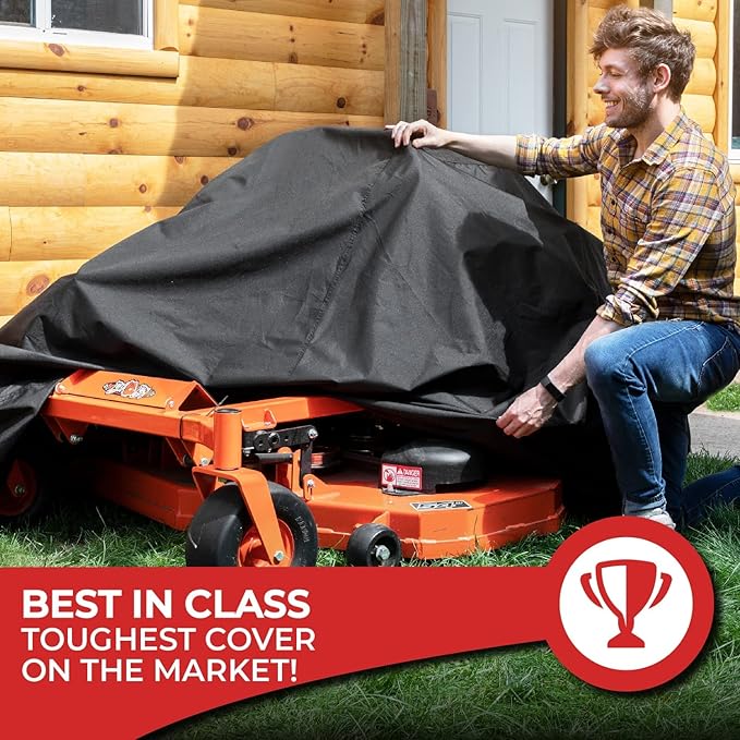 Tough Cover Zero Turn Lawn Mower Cover - Basic Edition Black, 79L x 46W x 55H in - Waterproof Heavy-Duty Cover for Riding & Zero Turn Lawn Mowers - UV-Resistant Tearproof Fabric