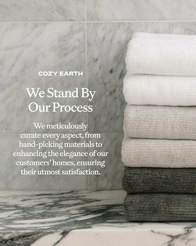 Cozy Earth Ribbed Hand Towel Set - 60% Cotton 40% Viscose from Bamboo Hand Towels - Soft & Absorbent Textured Ribbed Pattern - 2 Pack Charcoal