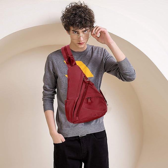 KL928 Nylon Sling Bag - Small Crossbody Backpack Shoulder Casual Daypack Multipurpose Rucksack for Men Women
