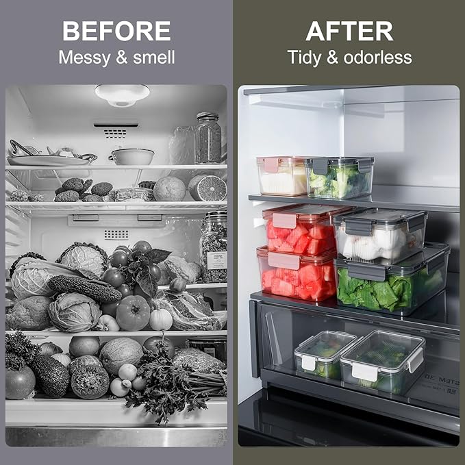 Eclirgan Food Storage Containers,Plastic Food Containers with Lock/Lids,Nesting Freezer Storage Set with Airtight/BPA Free for Pantry/Kitchen/Meal-prep(2/4/8.4 Cup)