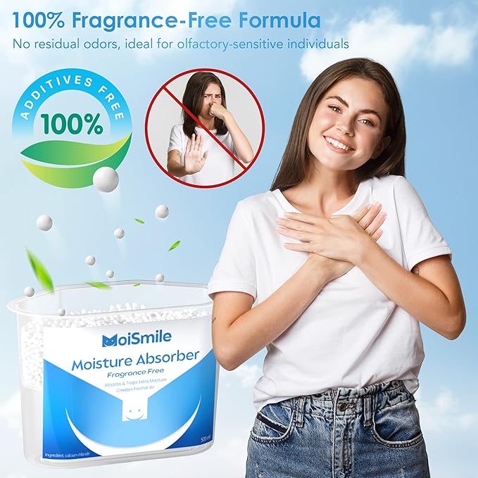 Moisture Absorbers 9 Pack, Fragrance-Free Closet Dehumidifier for Bathroom, Car ＆ Basement, 10.5 oz Refillable Humidity Absorber Boxes