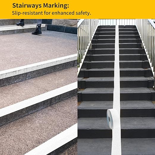 Reflective Pavement Marking Tape, Slip-Resistant & Durable. Heavy-Duty Rubber Base for Outdoors. Ideal for Driveways, Walkways & Parking Areas (White, 4 Inch X 148 Feet)