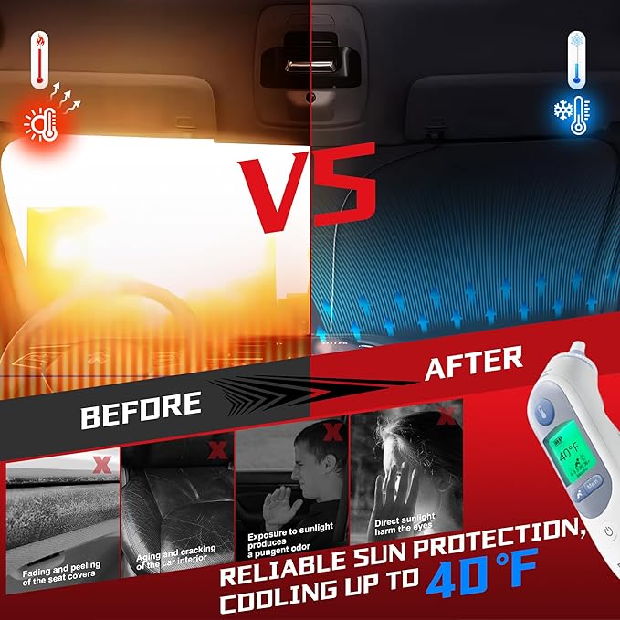 Windshield Sun Shade for 2014-2019 Toyota Highlander SUV Foldable Sun Sunshade for Car Front Window Blocks UV Rays and Heat Automotive Interior Protector Custom Fit Accessories
