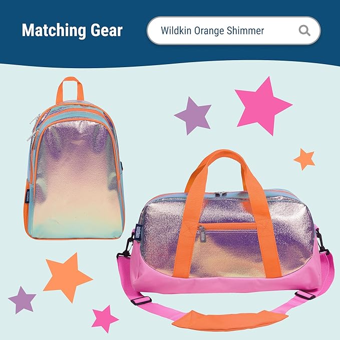 Wildkin Two Compartment Insulated Lunch Bag for Kids – School & Travel Ready - Orange Shimmer