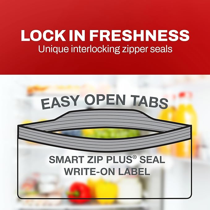 SC Johnson Professional Ziploc Professional Freezer Bags, For Food Organization and Storage, Double Zipper, 2 Gallon, 100 Count