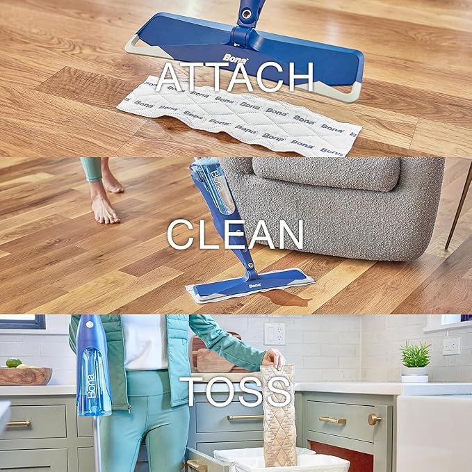 Bona Multi-Surface Floor Cleaning Pads - 18 Refills - Heavy-Duty, Disposable, Microfiber Pads for Easy Floor Cleaning (Pack of 3)