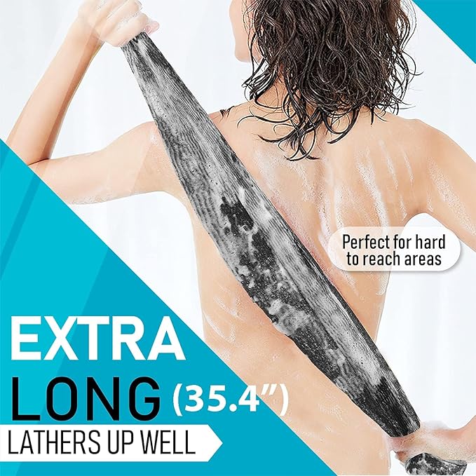 Hula Home Exfoliating Body Washcloth Variety Pack (3pc) - Soft, Medium & Hard - Nylon Body Scrub Cloth - Ideal Bath Shower Back Scrubber for Men & Women - Enhances Skin Beauty