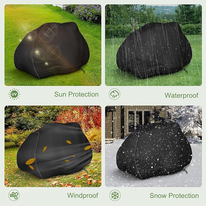 Riding Lawn Mower Cover, 600D UV & Dust & Water Resistant Lawn Tractor Cover, Durable Outdoor Universal Riding Lawnmower Cover with Reflective Strip(72"L x 54"W x 46"H/Black)