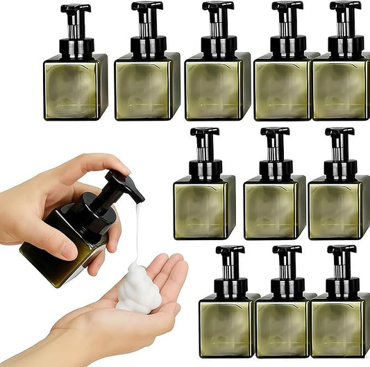 12 Piece 250ml Foam Soap Dispenser, Travel Foam Dispenser. Refillable Plastic Pump Hand Soap Bottle, Travel Essentials, Clear Container for Bathroom Vanity