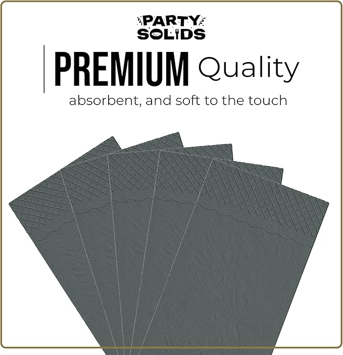 Silver Dinner Napkins Disposable 8" x 4" Folded - 40 Pcs 2 Ply Silver Napkins Disposable Paper Guest Towels for Bathrooms, Dinners, Everyday Parties & Party Supplies