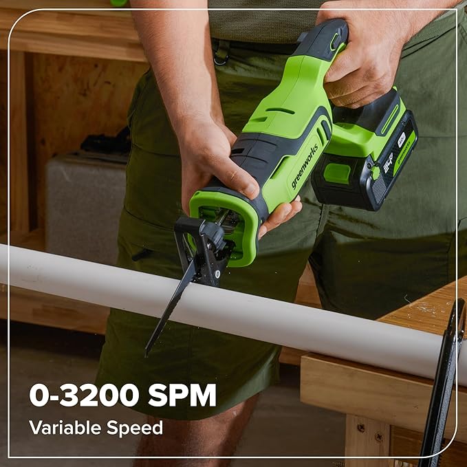 Greenworks 24V Cordless Brushless 6PCs Combo, Drill/Driver+Impact Driver+6.5" Circular Saw+Recip Saw +Oscillating Tool+Flashlight, 2.0Ah+4.0Ah Batteries (24,000mAh Power Bank) and 65W USB-C Charger