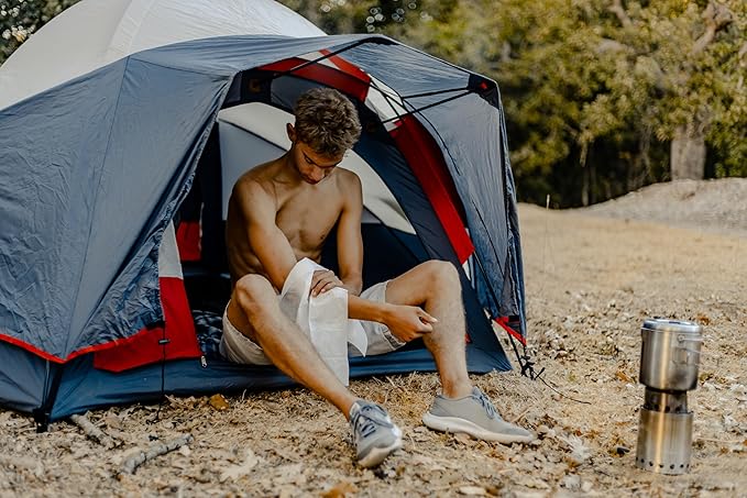 Shower Pouch XL (2' x 1') Bathing Body Wipes for Adults – Aloe-Infused Heatable & Reusable Bath Wipes for Camping, Travel, Outdoor – (10 Pack) Citrus Scent