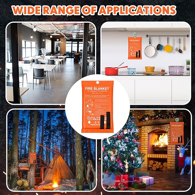 Macarrie 30 Pack 39” x 39” Fire Blanket Emergency for Home and Kitchen Safety Suppression Blanket Fiberglass Fireproof Survival for Fireplace Car Office Camping (Orange)