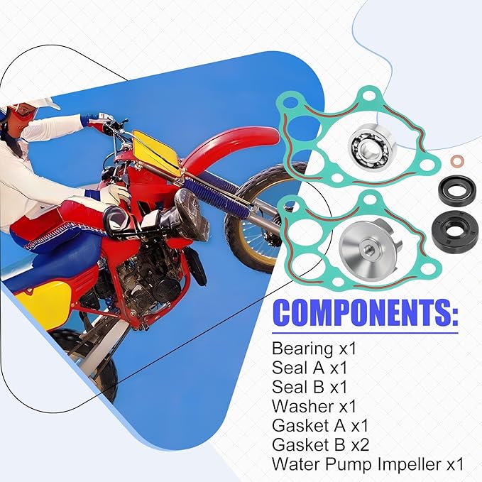 Water Pump Impeller & Gasket Rebuild Kit for Honda CR500R 1986-2001 19215-KA5-690