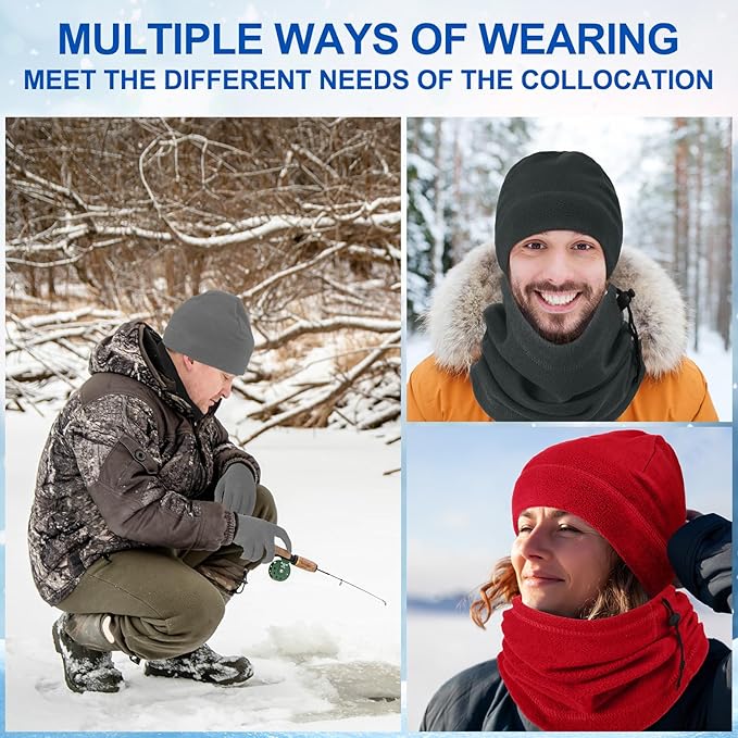 Liitrsh 148 Pcs Bulk Winter Fleece Hats Gloves Scarf Sock Sets for Men Women, Beanies for Homeless Donation Charity Bundle