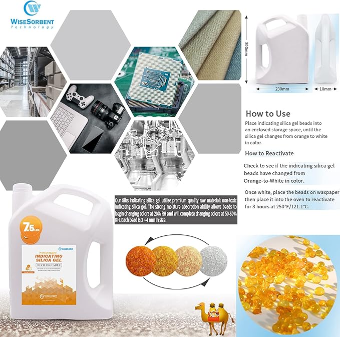 [45 LBS] Orange Premium Indicating Silica Gel Beads (Industry Standard 3-5 mm) - Reusable Desiccant Beads Silica Gel Dehumidifier