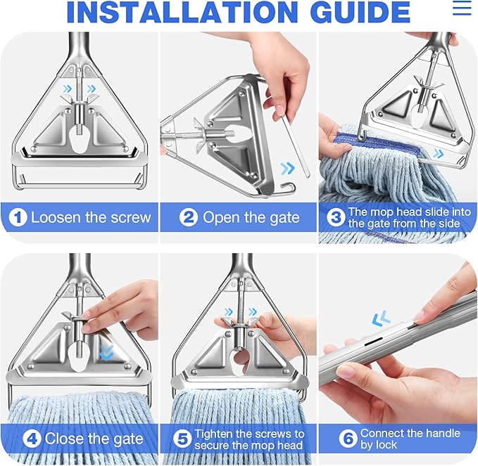 String Mop Heavy Duty for Floor Cleaning- Industrial Commercial Wet Mop with 59inch Mop Handle for Home,Garage,Office, Workshop, Warehouse Floor Cleaning