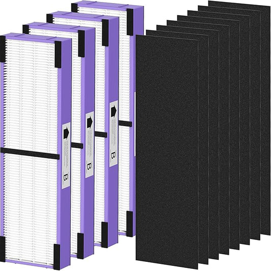 4 Pack FLT4850PT HEPA Filter B Pet Replacement Compatible with G-Guardian AC4825 AC4825E AC4825W AC4300 AC4800 AC4850 AC4900 Air Purifier, 4 True HEPA Filters & 8 Carbon Pre-Filters, Purple