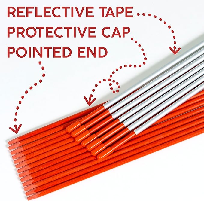 20 Pack 48" Reflective Driveway Markers, High Visibility Safety Markers, Orange, UV-Resistant Coating, Non-Alkali Fiberglass, Reflectors for Driveway Entrance