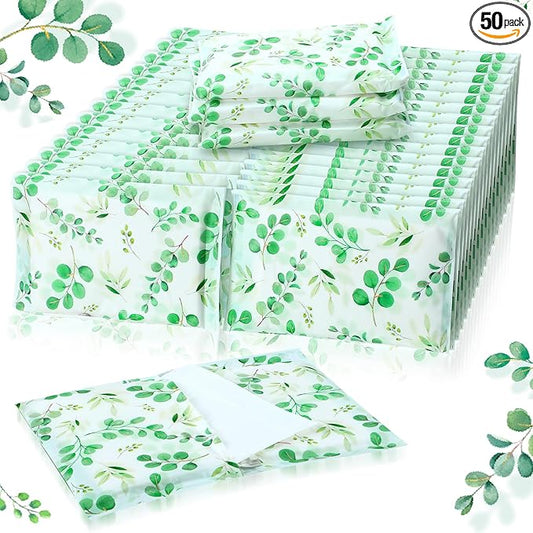 Geyee 50 Packs Facial Tissue Travel Packs Disposable Pocket Tissues for Wedding Guest Travel School Purse Home Supplies, 500 Sheets 3 Ply(Leaves)