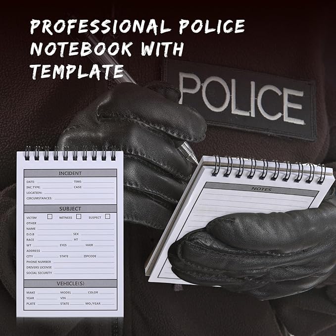 Teling 16 Packs Public Safety Police Field Interview Notebook Report Notepad for Law Enforcement Officer Gifts Ticket Book Notebook Cop Interview Equipment Accessories, 70 Sheets/ 140 Pages