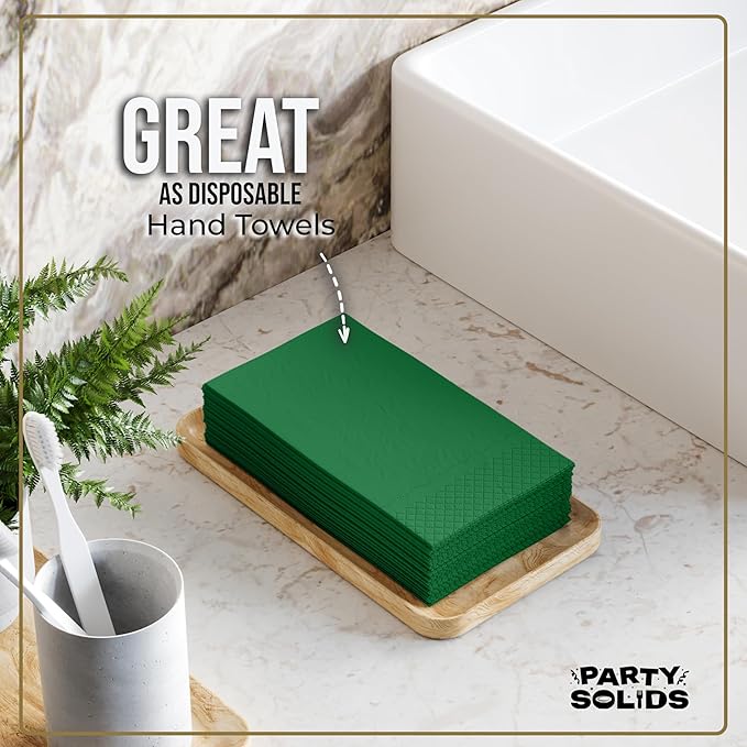 Emerald Green Dinner Napkins Disposable 8" x 4" Folded - 40 Pcs 2 Ply Emerald Green Napkins Disposable Paper Guest Towels for Bathrooms, Dinners, Everyday Parties & Party Supplies
