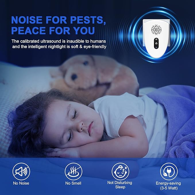 (2025 Upgraded) Ultrasonic Insect & Pest Indoor Repeller, Plug-in Control Device Repellent for Rodent, Mice, Rats, Roaches, Ants, Spiders, Mosquitoes, Bugs, Home, 3 Mode Switching (6 Pack)