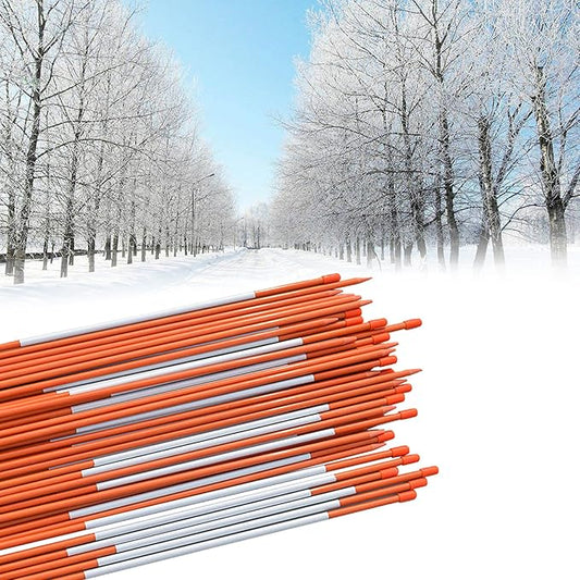 48Inch Orange Reflective Driveway Markers Snow Stakes Driveway Poles,Fiberglass Snow Stakes with 5/16Inch Diameter Reflective Tape for Easy Visibility at Night (50-Pack)