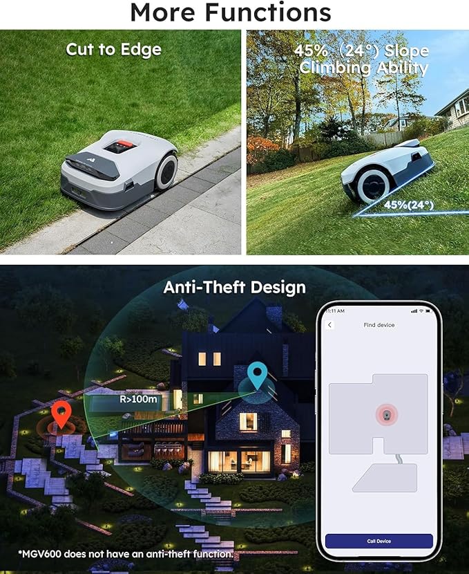 ANTHBOT Genie1000 Robot Lawn Mower - NO Wire, Full Band RTK+4-Eye Vision Robotic Lawnmower for 0.51 Acre, Auto Mapping, Multi-Zone Management, Accurate Obstacle Avoidance, Intelligent Path Planning