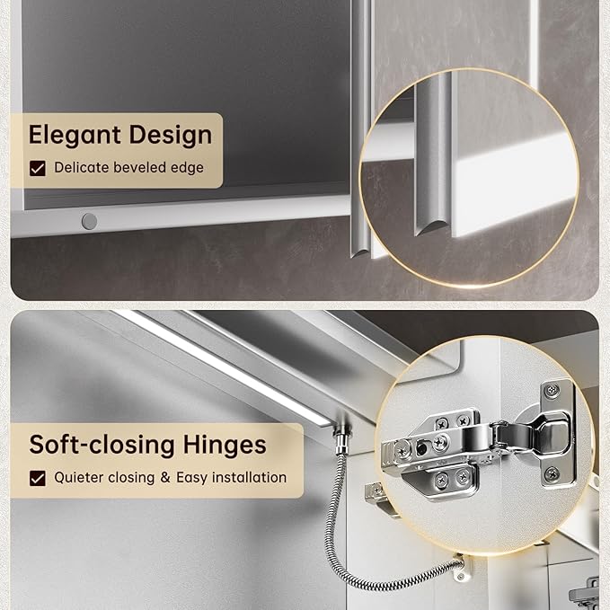 24"x32" Medicine Cabinet Mirror, LED Lighted Medicine Cabinet with Electrical Outlet＆USB, Anti-Fog, 3 Colors Temperature Stepless Dimmable, Aluminum Cabinet for Storage and Mordern Decor