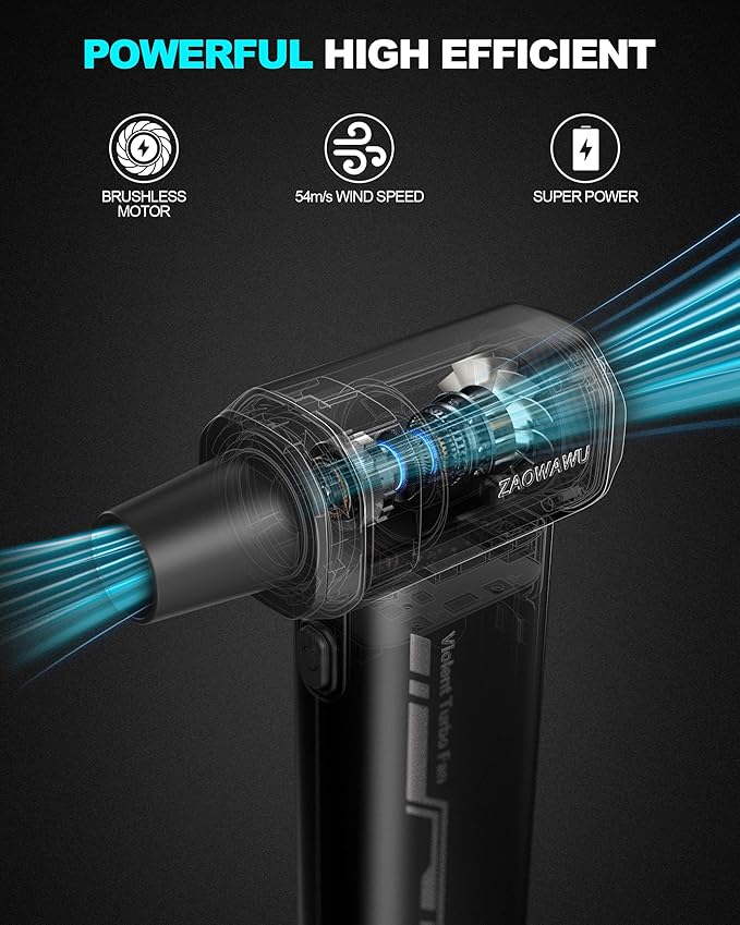 Compressed Air Duster - 150000RPM Ultra-Powerful Electric Air Duster with 3-Gear Adjustable Mini Fast Charging Air Blower for Computer Keyboard, Car Cleaning, Home, and Outdoor Use