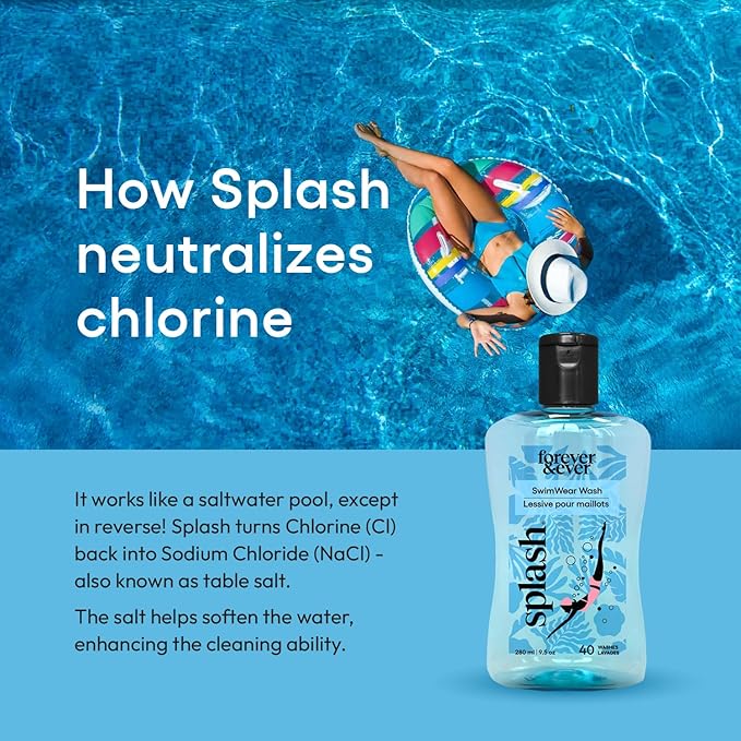Splash All Natural Laundry Detergent, Liquid Laundry Detergent, Chlorine Neutralizer Swimsuit Wash, Hypoallergenic, Gentle & Color Safe Formula, High Efficiency (HE) Compatible Wash, 9.5 fl oz, 3 Pack