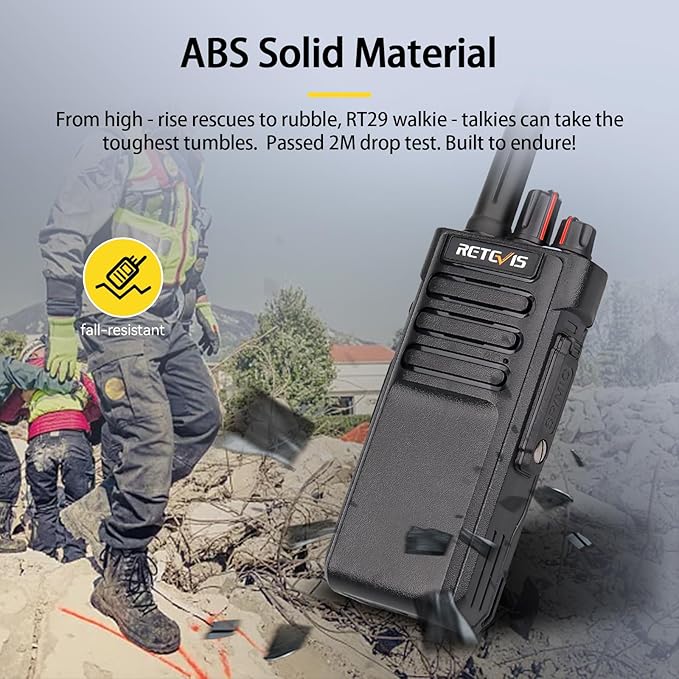 Retevis RT29 Long Range 2 Way Radio with Mic, 15in Antenna,Heavy Duty Professional Walkie Talkies,IP67 Waterproof Two Way Radio,700,000 sq. ft/50 Floor Range,3200mAh,for Construction Logistics(4Pack)