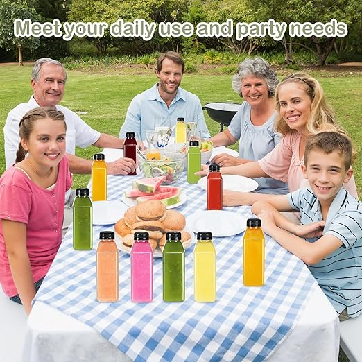 24pcs 16oz Empty Plastic Juice Bottles with Caps Reusable Food Grade Drink Bottles with Leak-Proof Tamper Evident Caps Bulk Clear Beverage Containers for Homemade Drinks Smoothie Milk