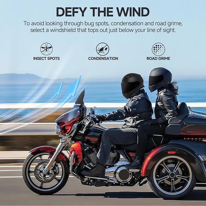 9 Inch Black Wave Windshield Windscreen Wind Splitter Compatible For 2014-2023 Fit For Harley Davidson Touring Street Glide Electra Glide Ultra Limited Tri Glide Flht Flhx Flhtk Flhtc Flhtcu