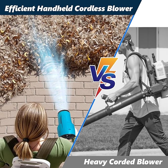 Cordless Leaf Blower, Portable Handheld Electric Turbo Jet Blower with Adjustable Speed, 2 x 4.0Ah Batteries for Lawn Care, Patio Cleaning, Blowing Leaves, Lightweight and Powerful Dust Cleaner