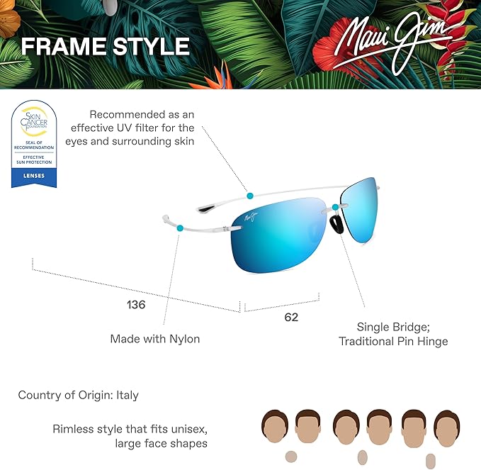 Maui Jim Polarized Men's and Women's Hikina Rimless Sunglasses
