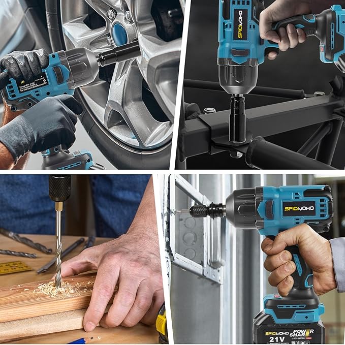 1/2 inch Cordless Impact Wrench - 1200N.m High Torque Heavy Duty Impact Gun with 2x 4.0Ah Batteries, 21V Powerful Impact Driver/Drill for Tough Auto Repair and Construction Tasks