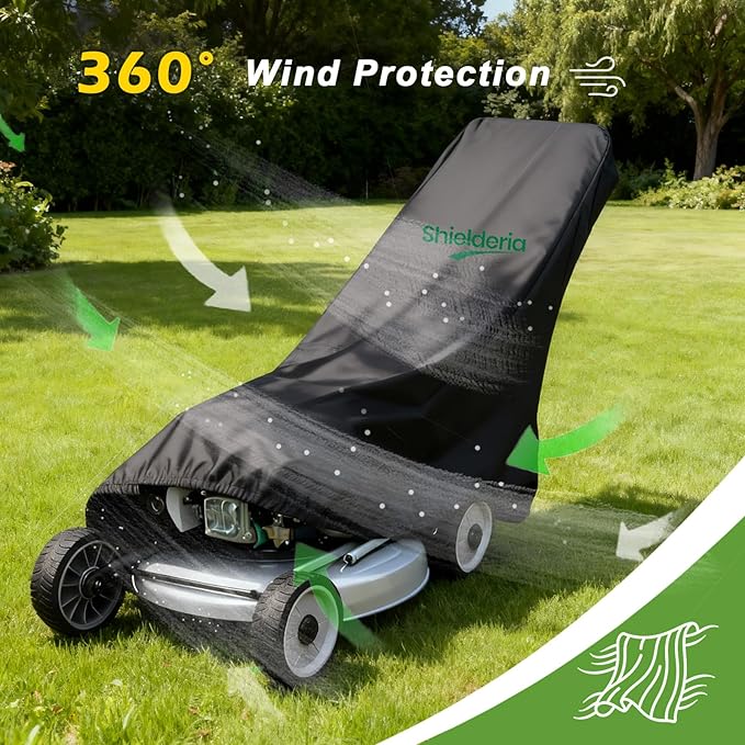 Push Mower Cover Heavy Duty 600D Oxford Fabric with Tear-Resistant Feature , Universal Fit for Push Walk Behind Mowers (EGO, Greenworks, Craftsman, Honda), Includes Drawstring & Storage Bag