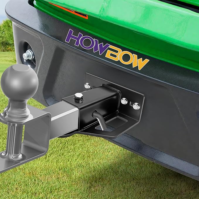 Zero Turn Lawn Mower Hitch with 2" Receiver, 6mm Steel Trailer Hitch with Chain Slot, Upgraded Reinforced Washer & Weld-On Bolt Lock System, Universal Fit for Tractor, ATV, Golf Cart, Trailer