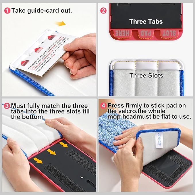 JOYMOOP Flat Mop, Microfiber Mops for Floor Cleaning and Wall Cleaner, 60" Long Handle with Flexible 13" Flat Head with a Microfiber Mop Pad - Black & Red