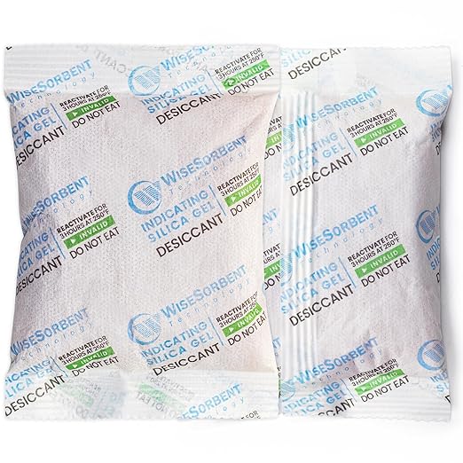 60Pcs 100g Rechargeable Desiccant Packs, Indicating Silica Gel Packets, Moisture Absorbers for Storage, Gun Safe Dehumidifiers