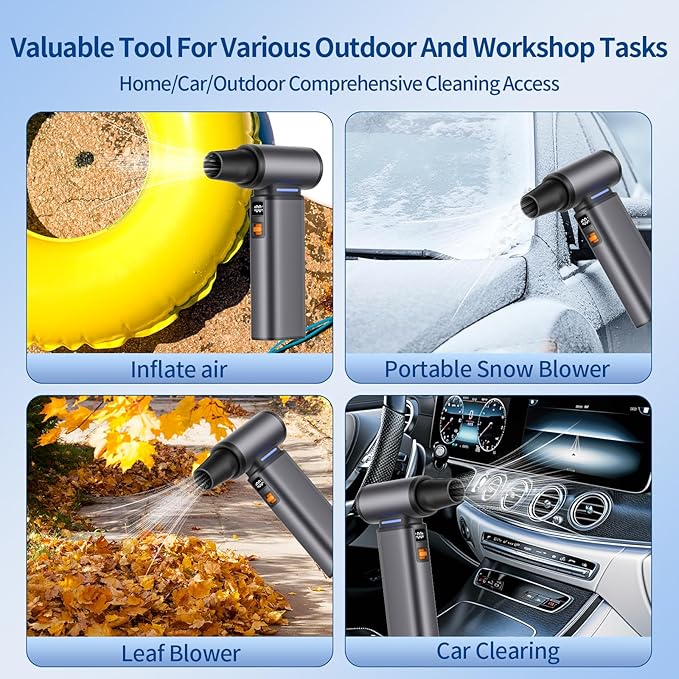 WINGDA Compressed Air Duster Rechargeable Electric Air Duster Portable,100 Gear Stepless Turbo Fan,Mini Air Blower,Dust Blower Cordless for Electronics,Keyboard Cleaning,Car Detailing,PC,Home,Outdoor