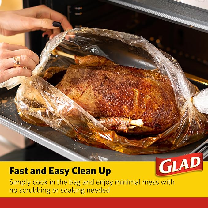 Glad Large Size Oven Bags for Meats & Poultry – BPA-Free* for Tender, Juicy Roasts with Fast & Easy Clean-Up, Cooking and Roasting Bags, Large 16" x 17.5" - 5 Count