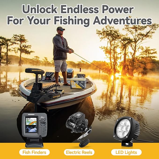 Power Queen 3Pack 12.8V 100Ah Trolling Motor LiFePO4 Battery, Low Temperature Cut-off Function, Built-in 100A BMS, Grade A Battery Cell, Up to 15000+ Cycles