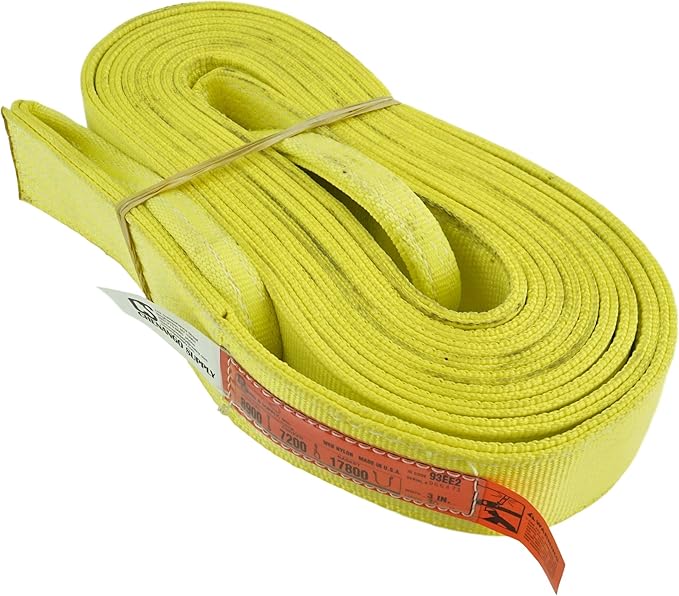 DD Sling. Multiple Sizes in Listing! (USA Made) 3" x 30', 2 Ply, Nylon Lifting Slings, Eye & Eye, Heavy Duty, 8900 lbs Vert, 7200 Choker, 17800 Basket (USA Nylon) (3"x30')