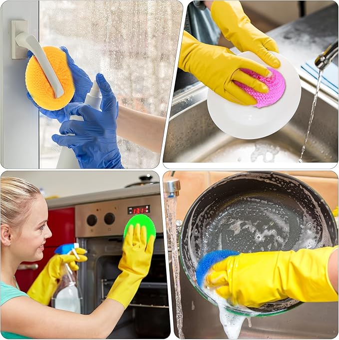 Plastic Dish Scrubbers for Dishes 15Pcs Plastic Pot Round Scrubber Scouring Pad Assorted Colors Nylon Non Scratch Dish Scrubber for Kitchen Cleaning