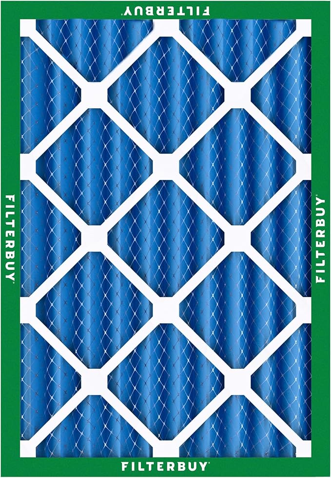 Filterbuy 20x25x4 Air Filter MERV 13 Optimal Smoke & Allergy Defense (12-Pack), Electrostatic Pleated HVAC AC Furnace Filters Replacement, Made in USA (Actual Size: 19.50 x 24.50 x 3.63)