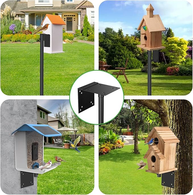 94 Inch Bird Feeder Stand, Heavy Duty Bird House Pole With Shepherds Hooks, Adjustable Mount Kit for Garden, Wild Birds Watching, Water Feeder