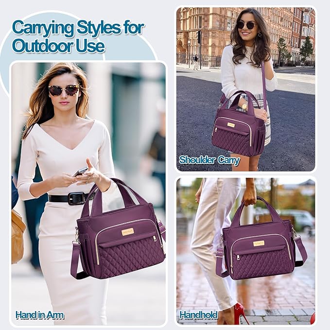 Lunch Bag Lunch Box Women - Insulated Lunch Tote Bag for Women Men, Leakproof Large Womens Lunch Bags for Work, Lunch Cooler Bag for Adult with Side Pocket for Picnic, Hiking, Beach (Purple)